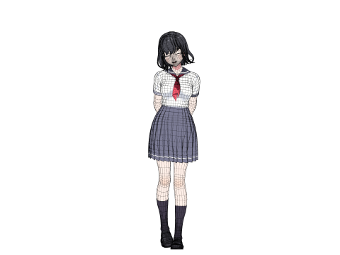 Anime girl - Student - 2 3D 模型