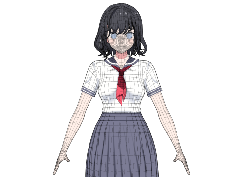 Anime girl - Student - 2 3D 模型