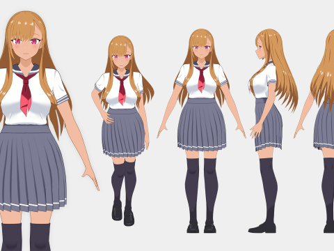 Anime girl - Student - 3 3Dモデル