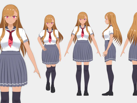 Anime girl - Student - 3 3D Model