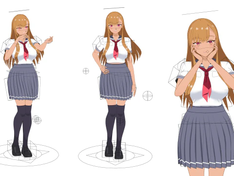 Anime girl - Student - 3 3D Model