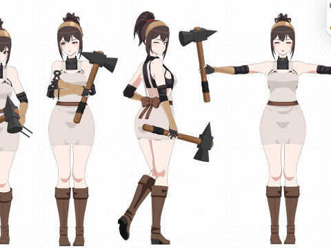 Anime Blacksmith - RPG Character 3D Model