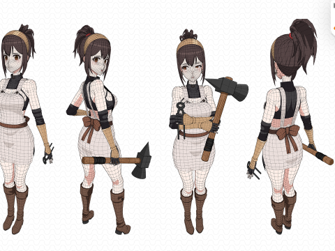 Anime Blacksmith - RPG Character 3D Model