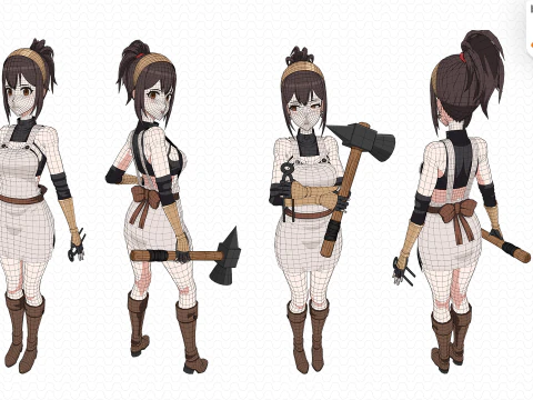 Anime Blacksmith - RPG Character 3D Model