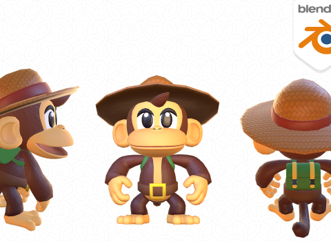 Adventurous Monkey Game-Ready 3D Character 3D Модель
