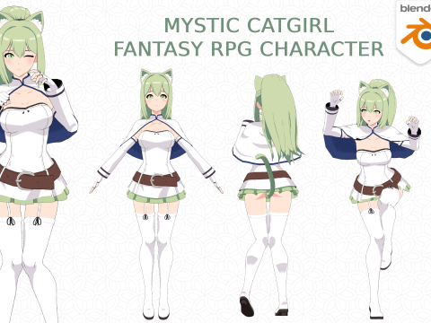 Mystic Catgirl - Fantasy RPG Character 3D Model