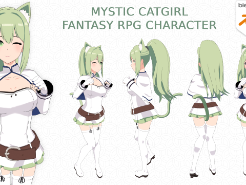 Mystic Catgirl - Fantasy RPG Character 3D Model