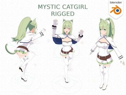 Mystic Catgirl - Fantasy RPG Character 3D Model