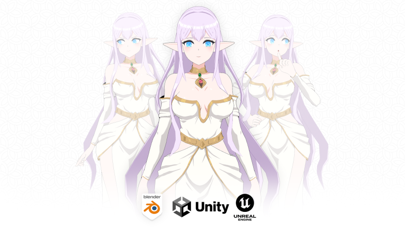 Anime Elf Goddess - RPG Fantasy 3D 모델 .c4d .max .obj .3ds .fbx .stl .blend