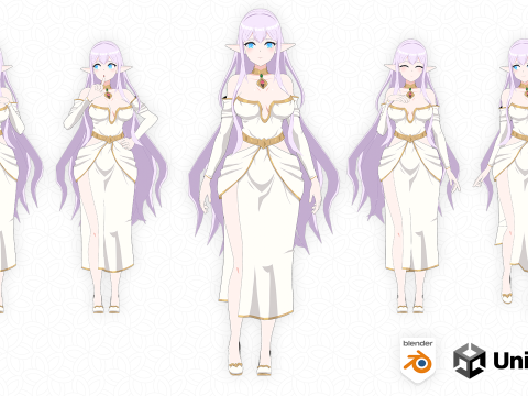 Anime Elf Goddess - RPG Fantasy 3D 모델