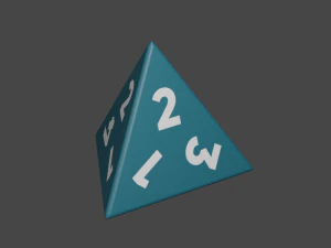 4-гранные игральные кости — бросок кубиков 3D Модель