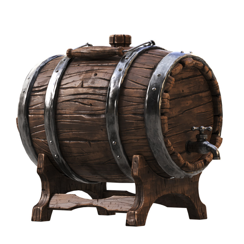 Stylized-barrel 3D 모델 .c4d .max .obj .3ds .fbx .stl .blend 