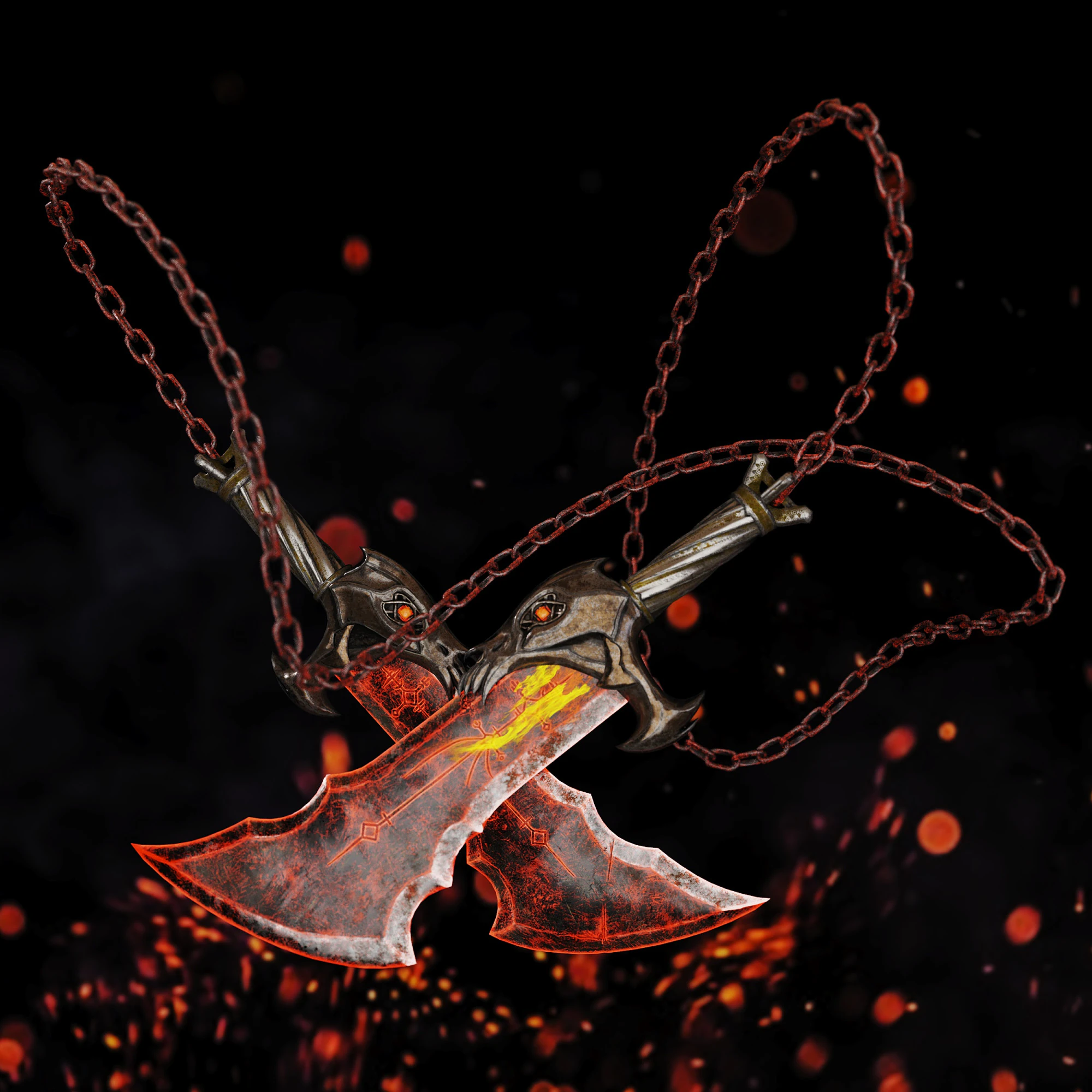 Blades of Chaos god-of-war 3D Model .c4d .max .obj .3ds .fbx .stl .blend 