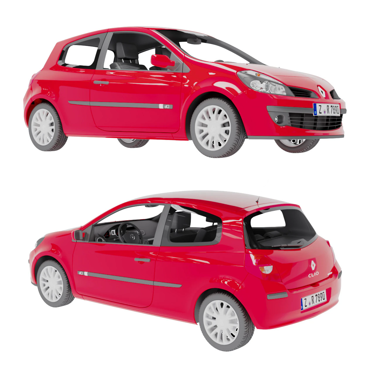 Renault Clio 3D Model .c4d .max .obj .3ds .fbx .stl .blend