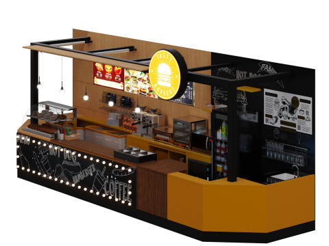 Fastfood And Coffee Kiosk Modèle 3D