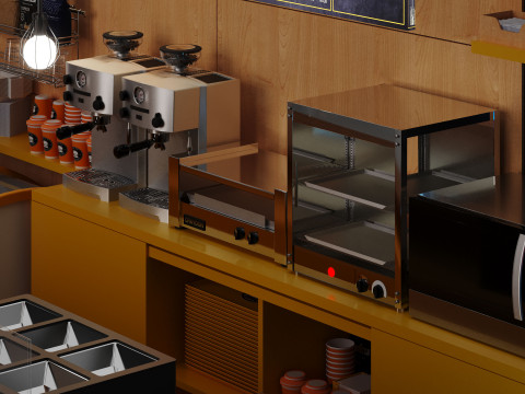 Fastfood And Coffee Kiosk Modèle 3D