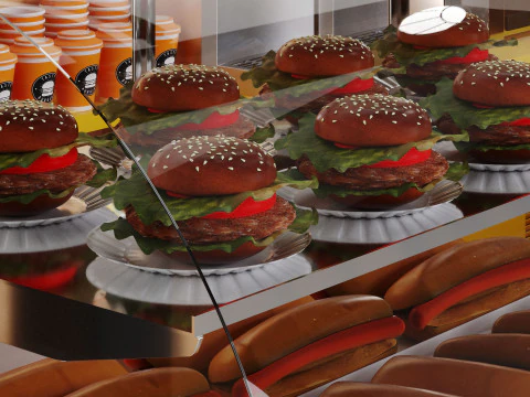 Fastfood And Coffee Kiosk 3D Model