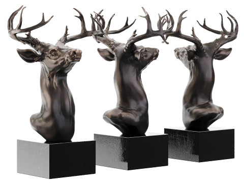 Bronze Sculpture Head of a Deer 3Dモデル