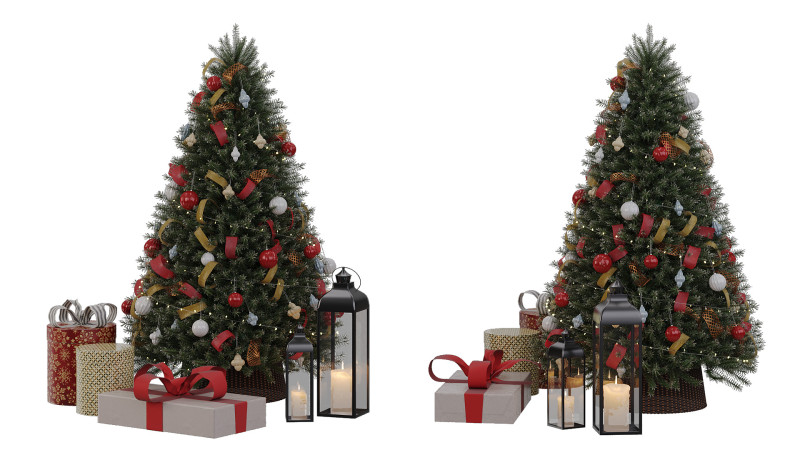 Christmas tree with decor Model 3D .c4d .max .obj .3ds .fbx .stl .blend 