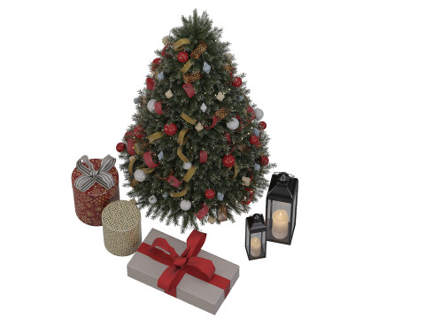Christmas tree with decor Model 3D
