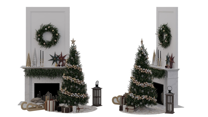 Christmas Decorative set 3D 模型 .c4d .max .obj .3ds .fbx .stl .blend