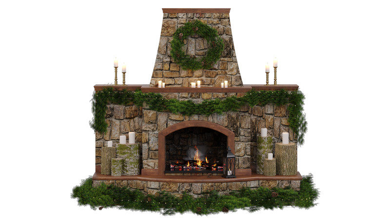 Christmas fireplace 3Dモデル .c4d .max .obj .3ds .fbx .stl .blend 