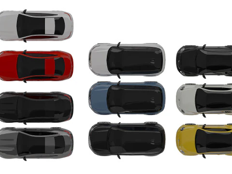 Low Poly Cars Set 3D Model