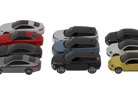 Low Poly Cars Set Modelo 3D