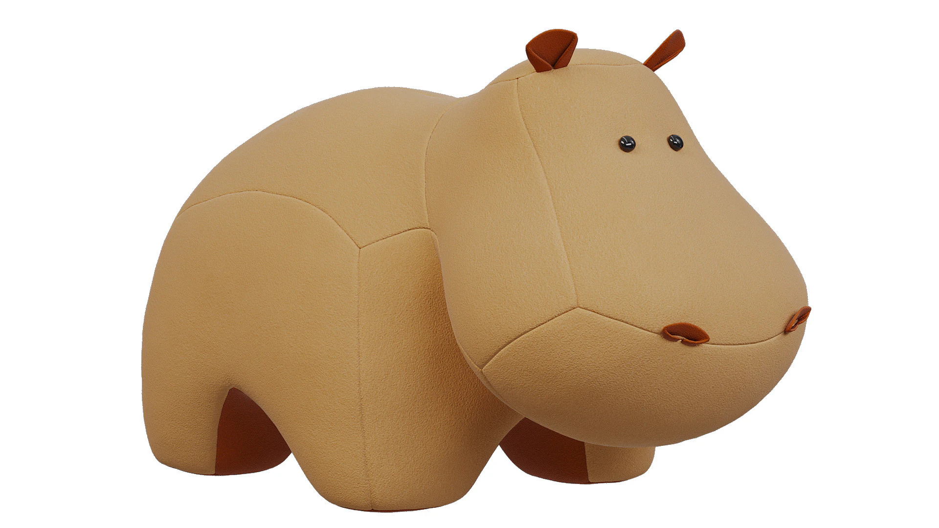 Toy hippopotamus made of felt 3D Model .c4d .max .obj .3ds .fbx .stl .blend 