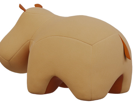 Toy hippopotamus made of felt 3D मॉडल