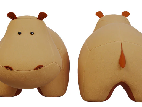 Toy hippopotamus made of felt 3D Model