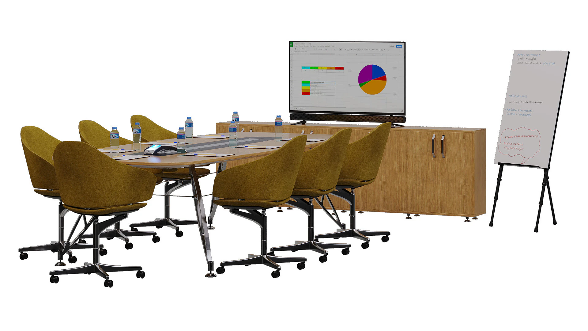 Meeting Room 3D Model .c4d .max .obj .3ds .fbx .stl .blend 