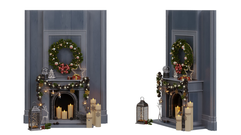 New Year Decorative Set Modelo 3D .c4d .max .obj .3ds .fbx .stl .blend