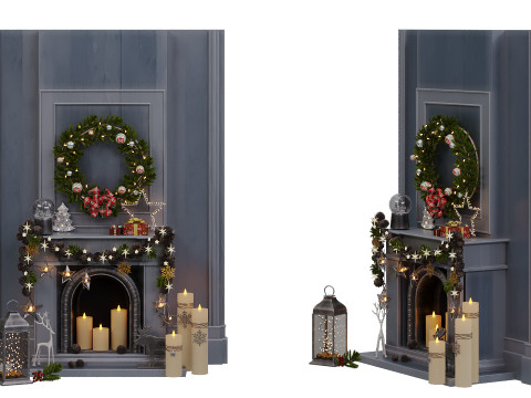 New Year Decorative Set 3D Model