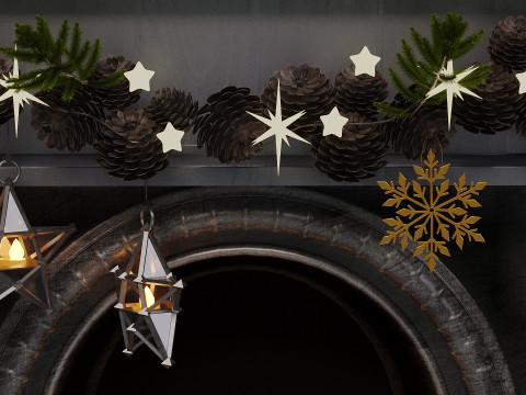 New Year Decorative Set Modelo 3D