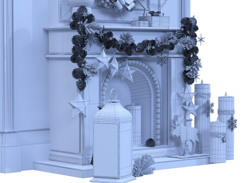 New Year Decorative Set Modelo 3D