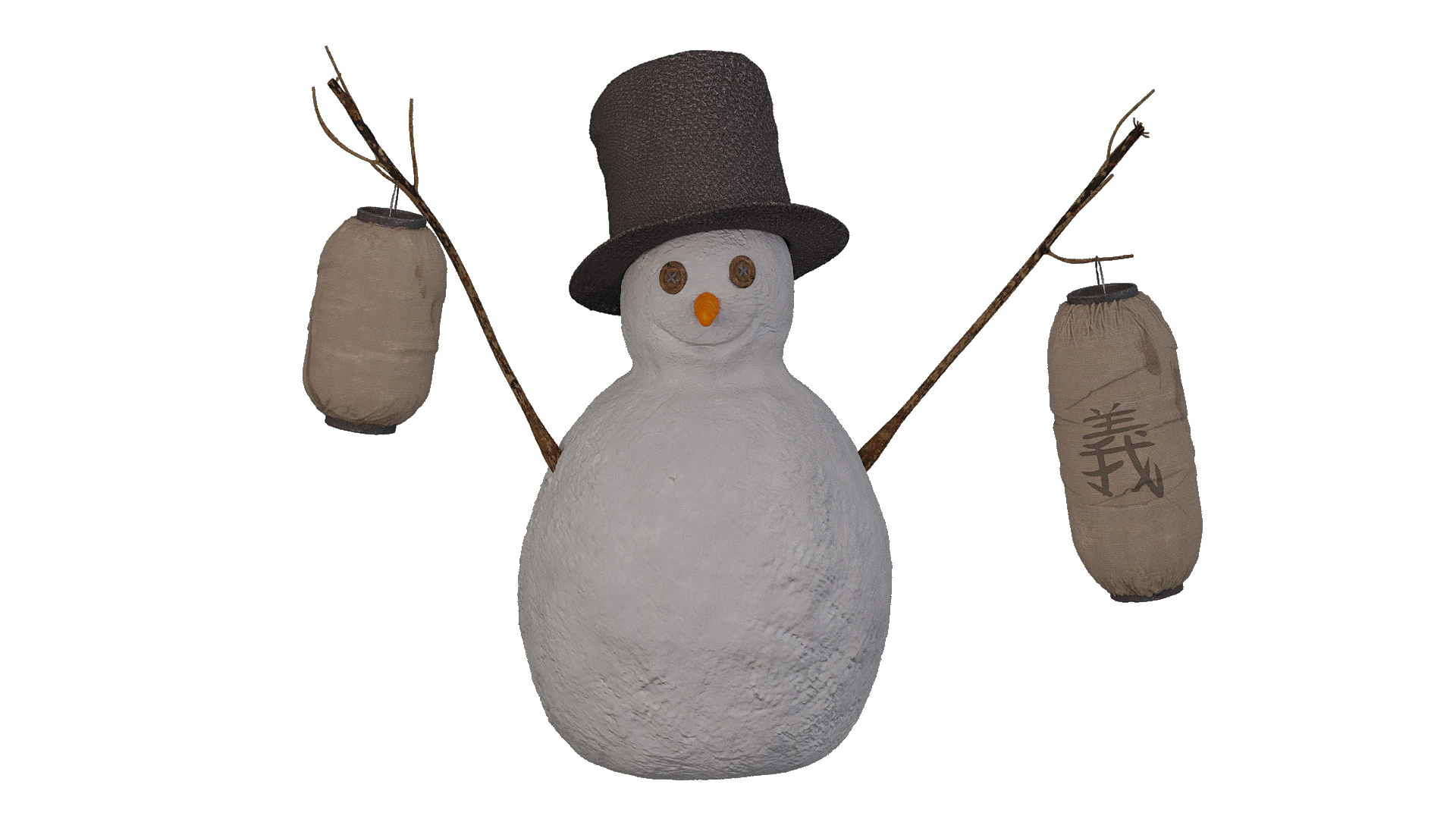 Snowman 3D Model .c4d .max .obj .3ds .fbx .stl .blend 
