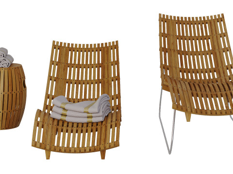 Swing Teak Stacking Chaise Longue 3D 模型