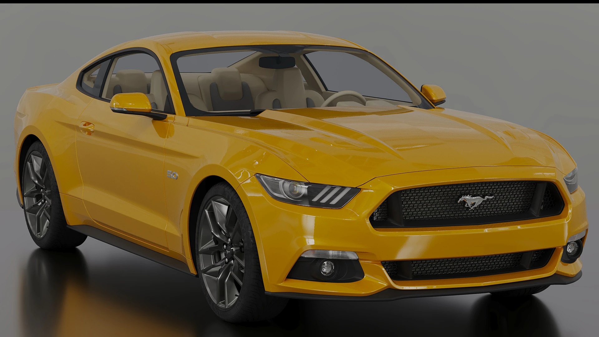2015 Sedan Mustang 3D Model .c4d .max .obj .3ds .fbx .stl .blend 