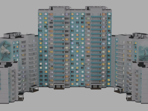 Building floors 6 sections Model 3D