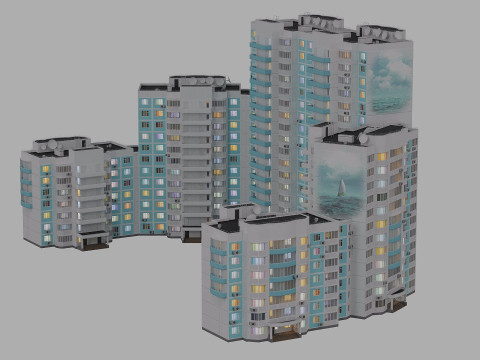 Building floors 6 sections Model 3D