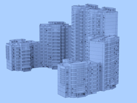 Building floors 6 sections Model 3D