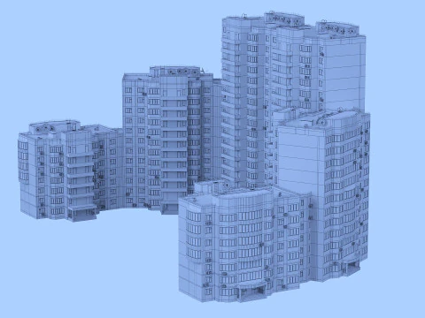 Building floors 6 sections 3D Model