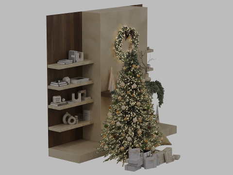 Christmas tree with fireplace Model 3D