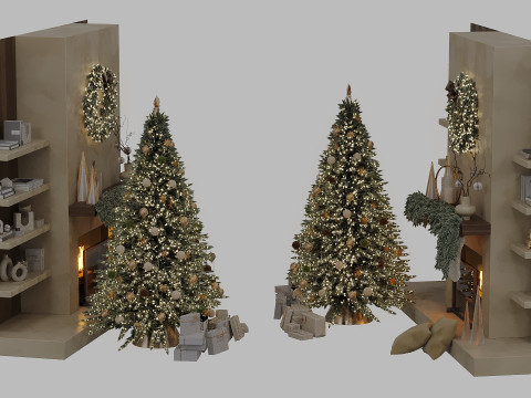 Christmas tree with fireplace Model 3D