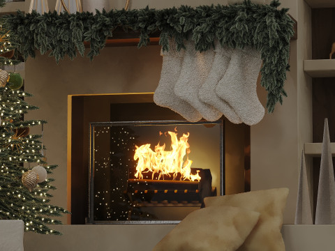 Christmas tree with fireplace Model 3D