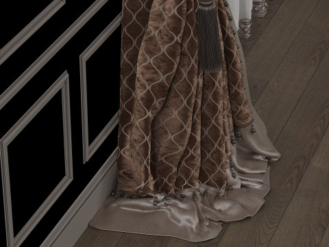 Curtains and tulle in 3 color options Model 3D