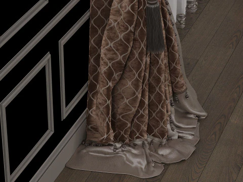 Curtains and tulle in 3 color options 3D Model