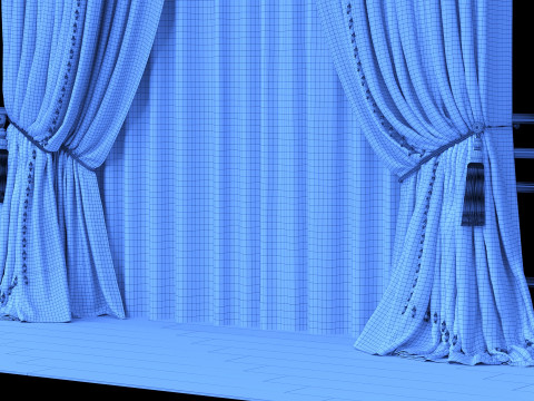 Curtains and tulle in 3 color options Model 3D