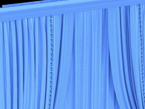 Curtains and tulle in 3 color options 3D Model